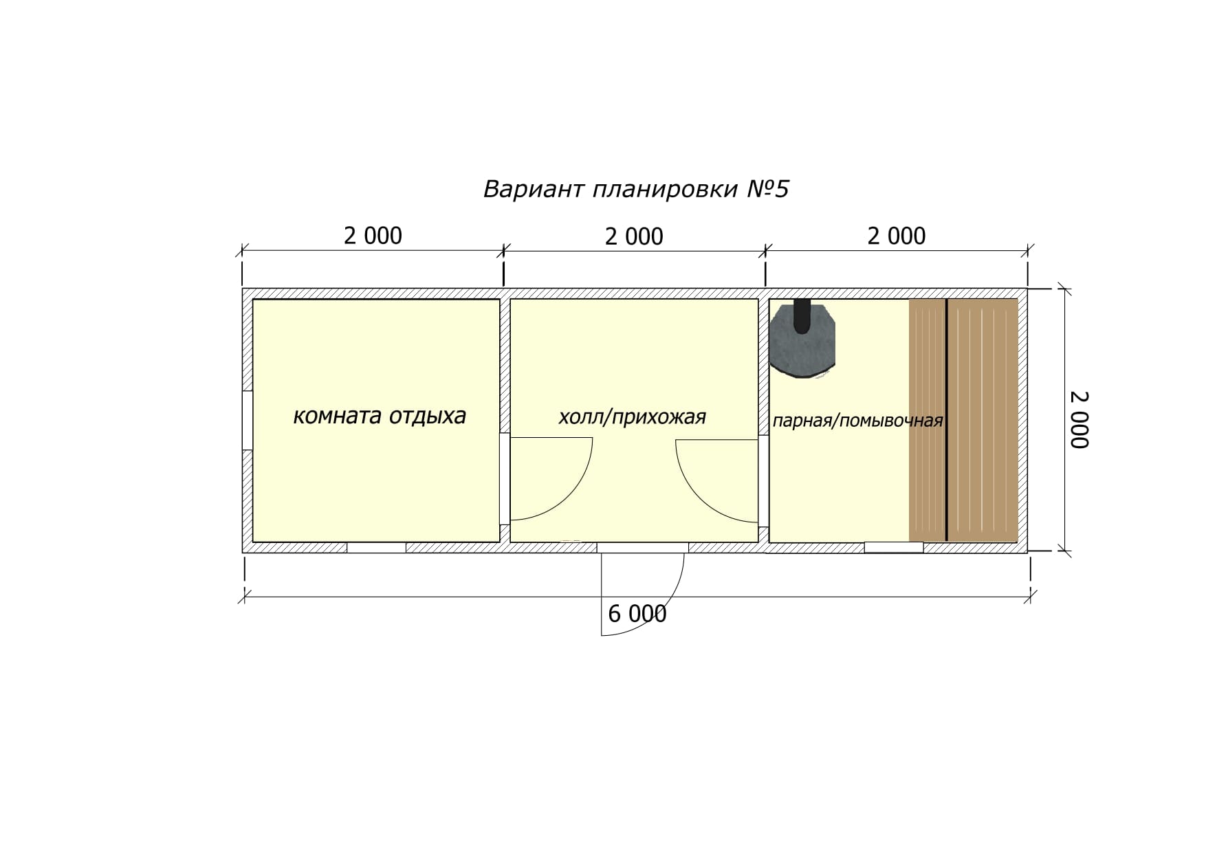 Баня каркасная 2х6 «Приличная» под ключ цена в Новосибирске - Удачнаябаня.рф